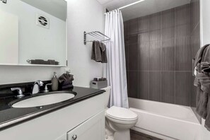 Shower, hair dryer, shampoo - Modern 2BR Retreat w/ Pool in Old town Scottsdale (Scottsdale)