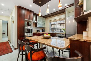 Fridge, microwave, oven, dishwasher
