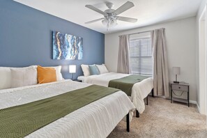 3 bedrooms, desk, iron/ironing board, travel cot
