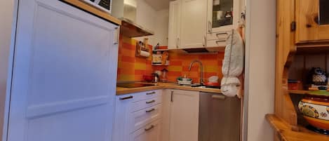 Kühlschrank, Mikrowelle, Herdplatte, Geschirrspüler