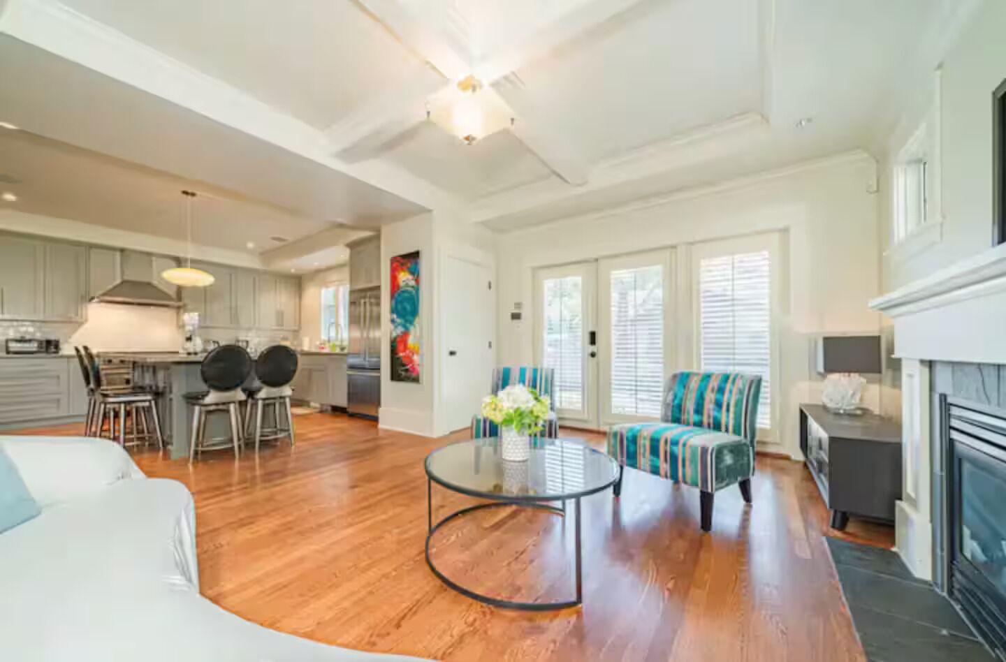 Smart TV, fireplace, video games