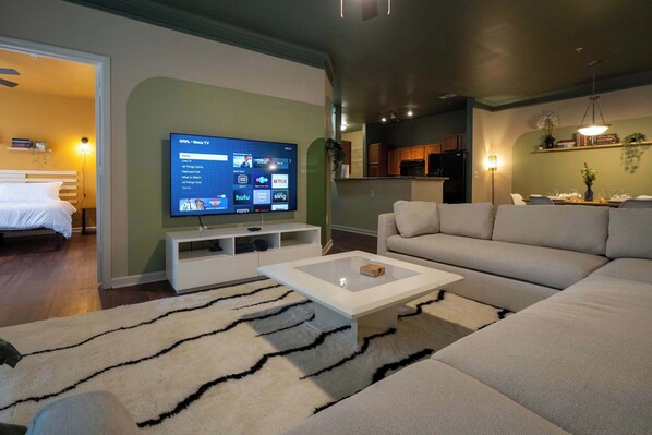 TV - Spacious 2BR Retreat | King Beds | Pool & 24/7 Gym (Spartanburg)