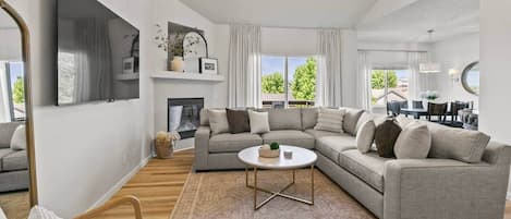 Smart TV, fireplace, table football, ping pong