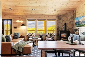 TV connectée, cheminée, jeux vidéo, livres