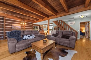 Smart TV, fireplace, video games, DVD player