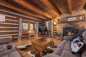 Smart TV, fireplace, video games, DVD player