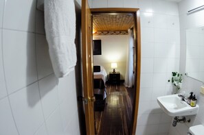 Shower, towels, soap, shampoo
