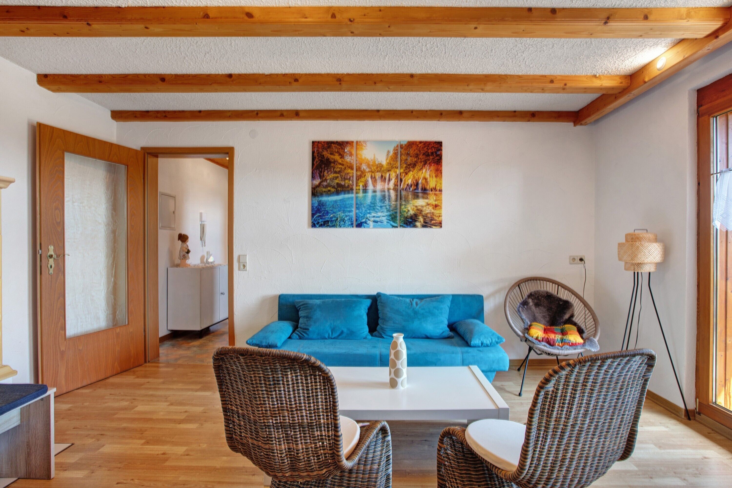 Télévision, cheminée, chaîne hi-fi