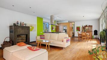 TV, fireplace