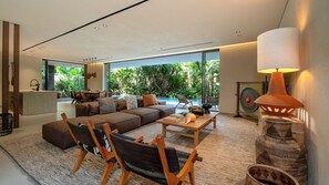 Villa, Pool View | Living area | 32-inch Smart TV with cable channels, Netflix, streaming services