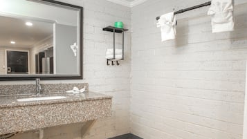 Shower, towels, soap, shampoo