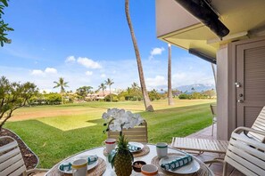 Outdoor dining - NEW LISTING Remodeled Studio, Steps to the Pool, Golf Cart Shuttle Rides to the Beach! - EL A107 (Lahaina)