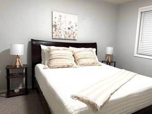 2 bedrooms, desk, iron/ironing board, travel cot
