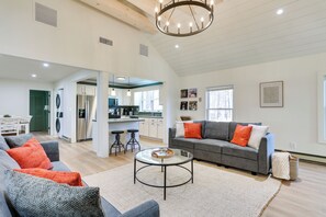 TV, fireplace - Walk to White Lake: Family Home w/ Deck & BBQ (White Lake)