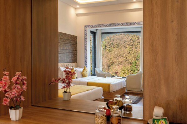 Family Room | Premium bedding, down duvets, desk, laptop workspace - Rawla Ratanpur - Kingfisher Hotel (Bichhiwara)