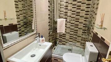 Hair dryer, soap, shampoo