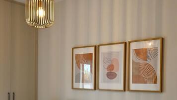 1 bedroom, desk, iron/ironing board, travel cot