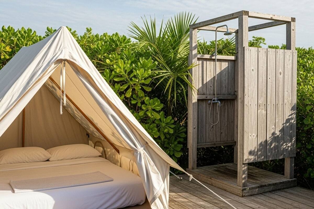 Pine & Tide Queen Tent | 1 bedroom, individually decorated, individually furnished, desk
