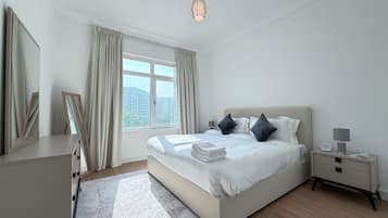 Luxury Apartment, 3 Bedrooms | Desk, laptop workspace, blackout curtains, iron/ironing board