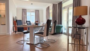 Luxury Apartment, 3 Bedrooms | Desk, laptop workspace, blackout drapes, iron/ironing board