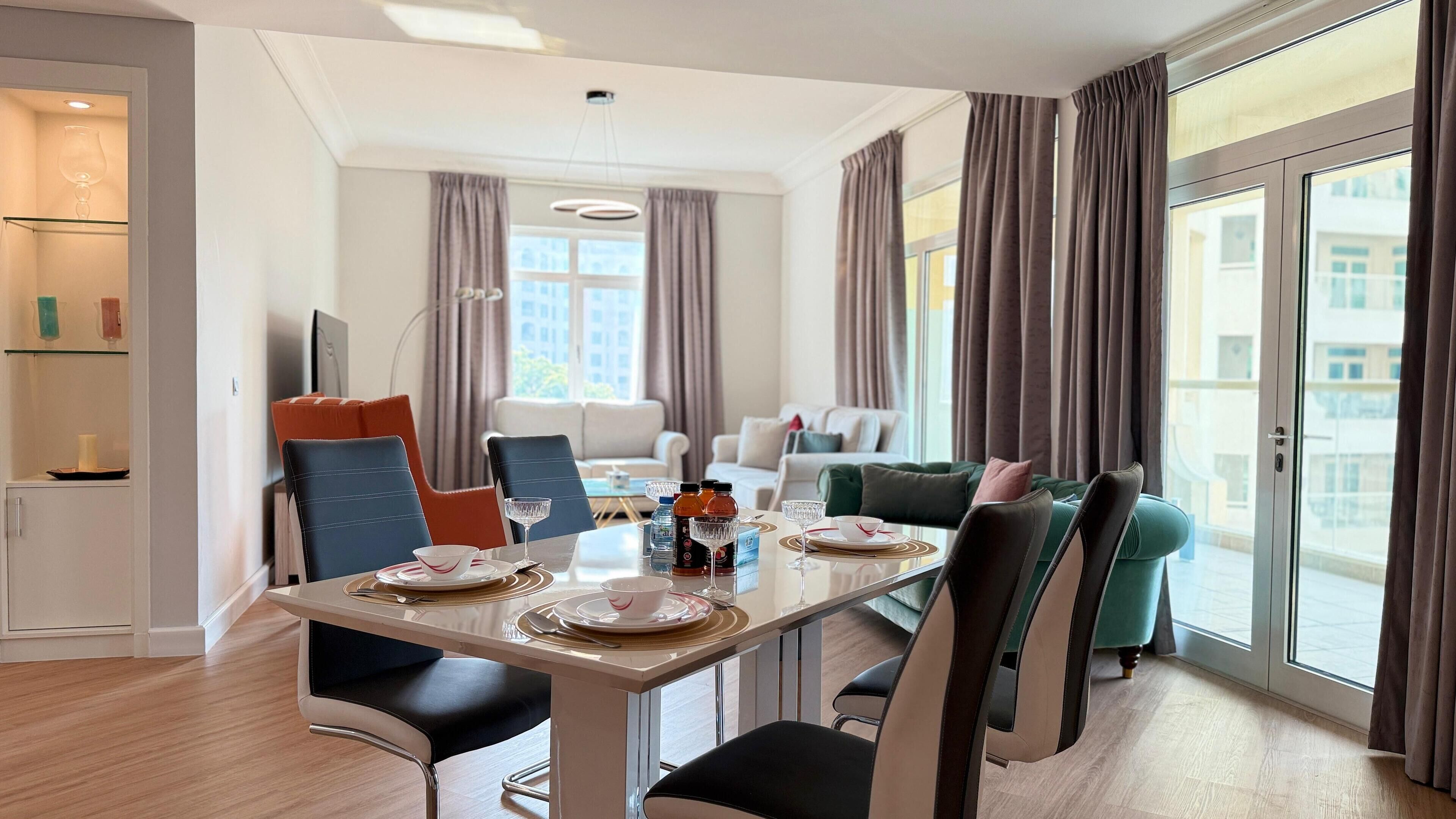 Luxury Apartment, 3 Bedrooms | Desk, laptop workspace, blackout curtains, iron/ironing board