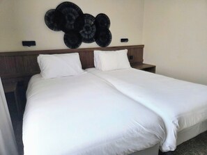 Desk, laptop workspace, blackout curtains, soundproofing