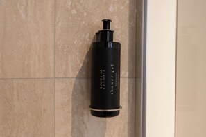 Douche, sèche-cheveux, serviettes fournies, savon