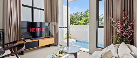 Villa, 3 chambres, piscine privée, vue sur la piscine | Aire de séjour