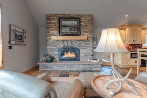 TV, fireplace, offices