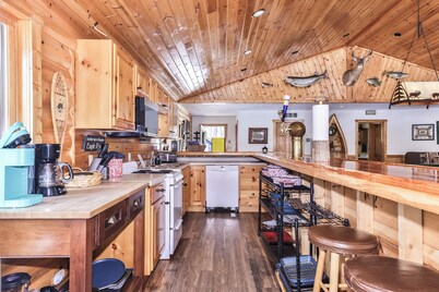 NEW! Lakefront Bliss | Dock, Game Room, Sauna & Hot Tub | Tall Pines Lodge