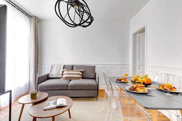 The open-plan living and dining area