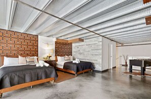 1 bedroom, desk, iron/ironing board, travel crib