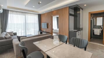 Egyptian cotton sheets, premium bedding, minibar, soundproofing