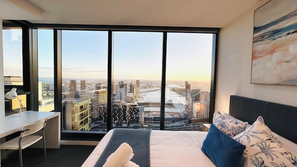 2 bedrooms, desk, iron/ironing board, travel cot