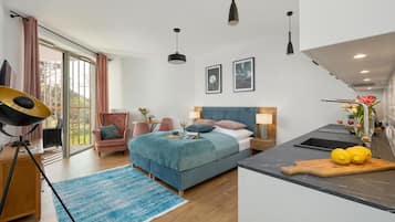 Iron/ironing board, travel crib, WiFi (free), bed sheets