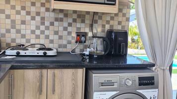 Fridge, microwave, stovetop, toaster