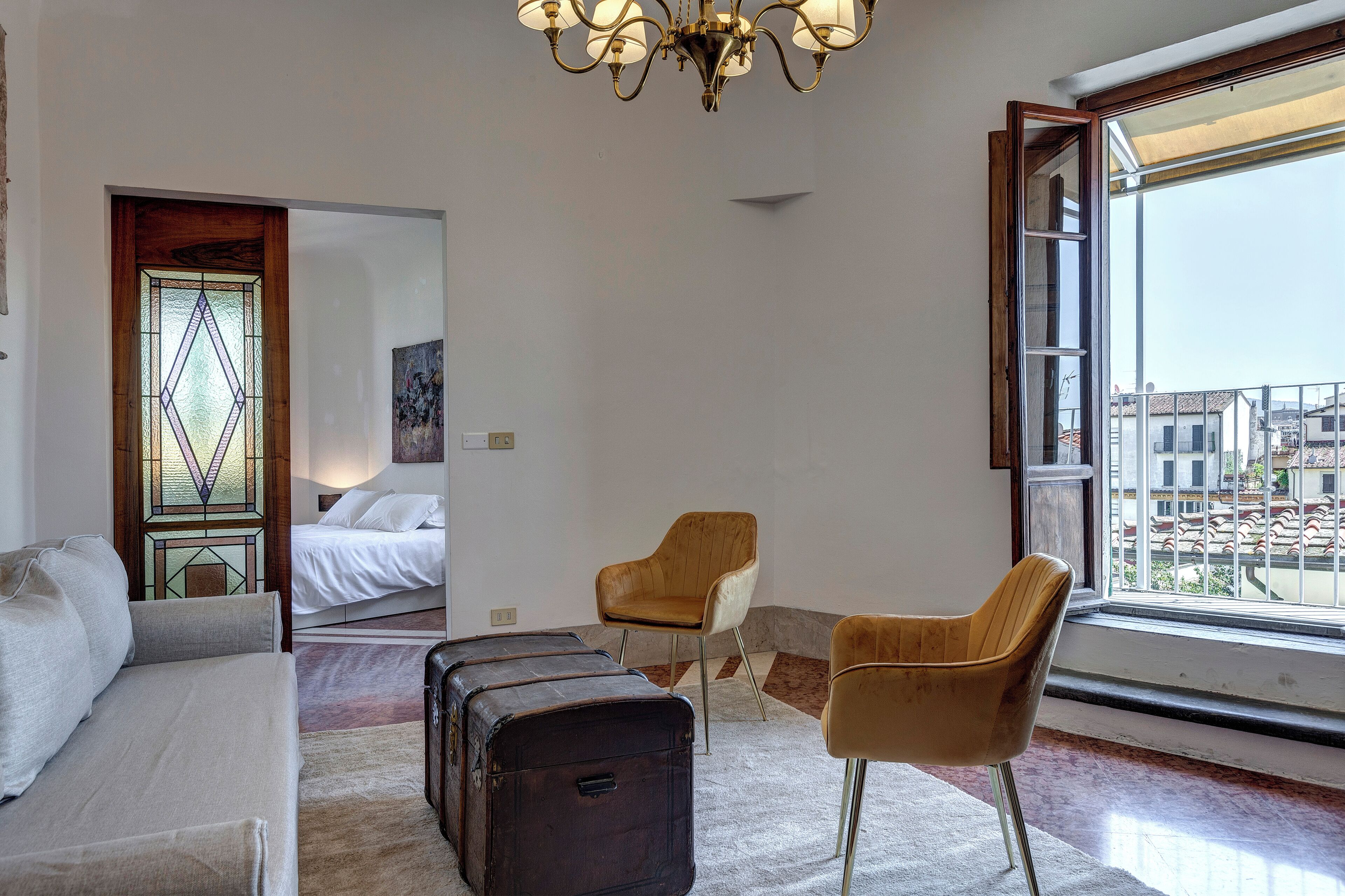 Apartment, Balcony | Living area | 50-inch flat-screen TV with digital channels