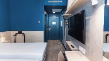 Room, 2 Twin Beds | Desk, laptop workspace, blackout drapes, iron/ironing board