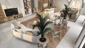 Penthouse, 3 habitaciones | Ropa de cama hipoalergénica y minibar