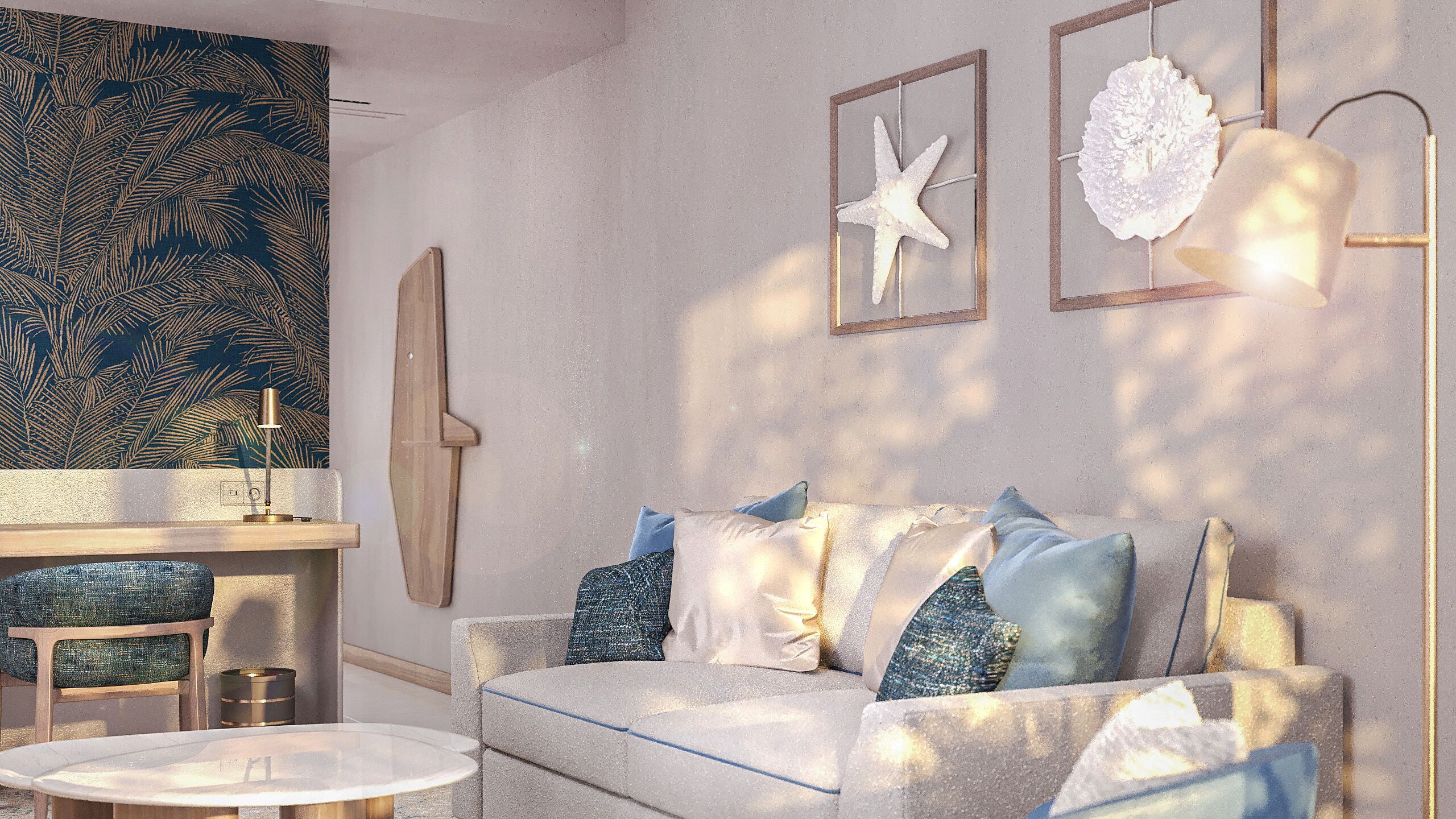 华丽客房, 1 张双人床和 1 张沙发床, 海景 | 防过敏的被褥、迷你吧、客房内保险箱、办公桌