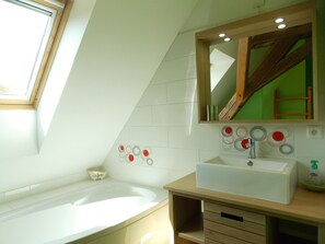 Shower, hair dryer, toilet paper