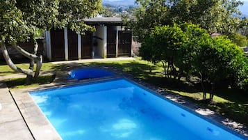 Outdoor pool, pool umbrellas