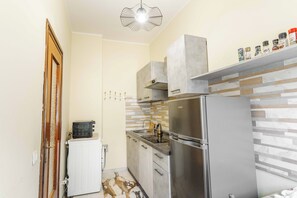 Frigorífico, microondas, horno y placa de cocina