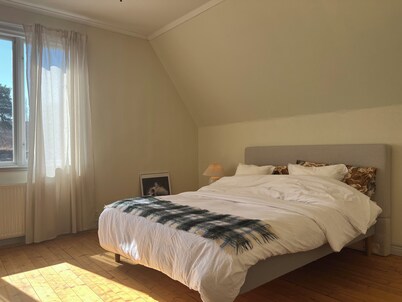 Semi-detached house near the sea, Gotland ferry and archipelago boats