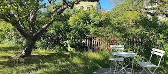 Semi-detached house near the sea, Gotland ferry and archipelago boats