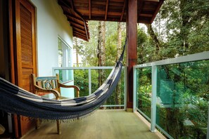 Luxury-Chalet, Balkon, Gartenblick | Blick vom Balkon