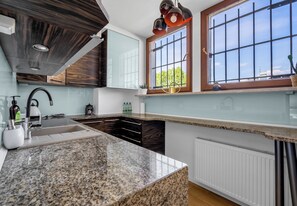 Fridge, oven, stovetop