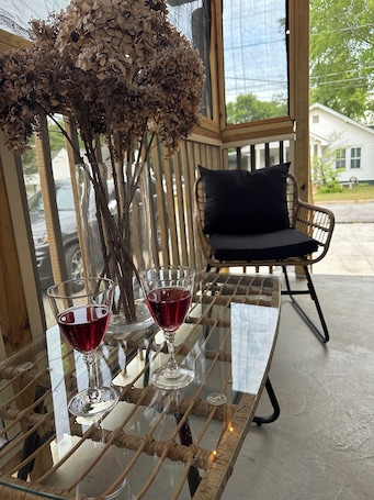 Terrace/patio. The Westfield - Cozy Downtown Greer Retreat