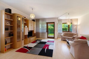 TV, DVD player, stereo