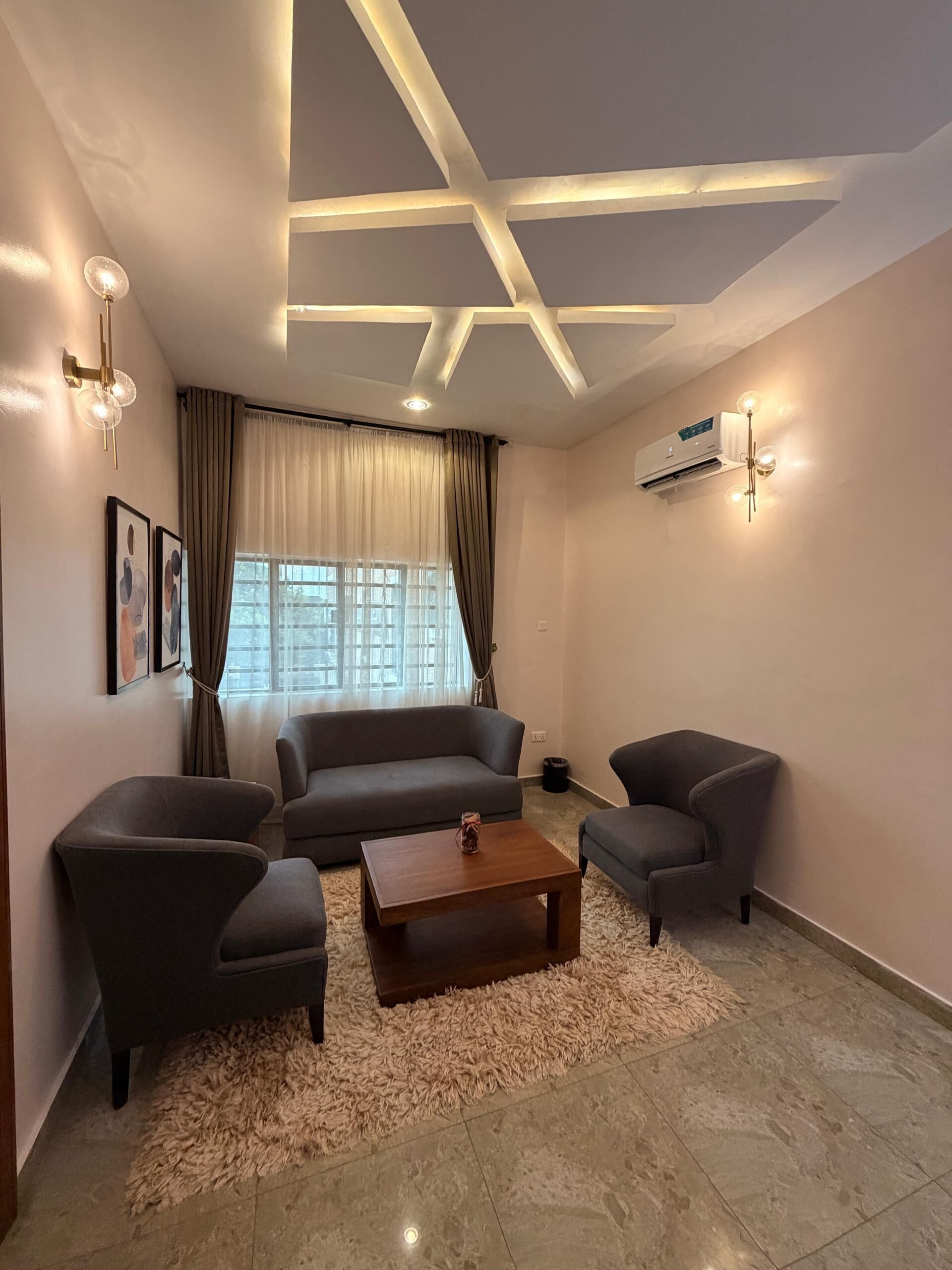 Executive-Suite, Balkon, Stadtblick | Wohnbereich